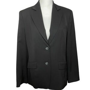 Talbots Black Two Button Preppy Oversized Stretch Boyfriend Blazer Wool Size 10